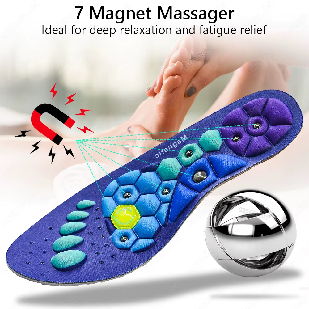 1 Pair Acupressure Foot Insoles for Men Women Orthopedic Gel Magnetic Shoe Inserts Magnet Technology Support Insole