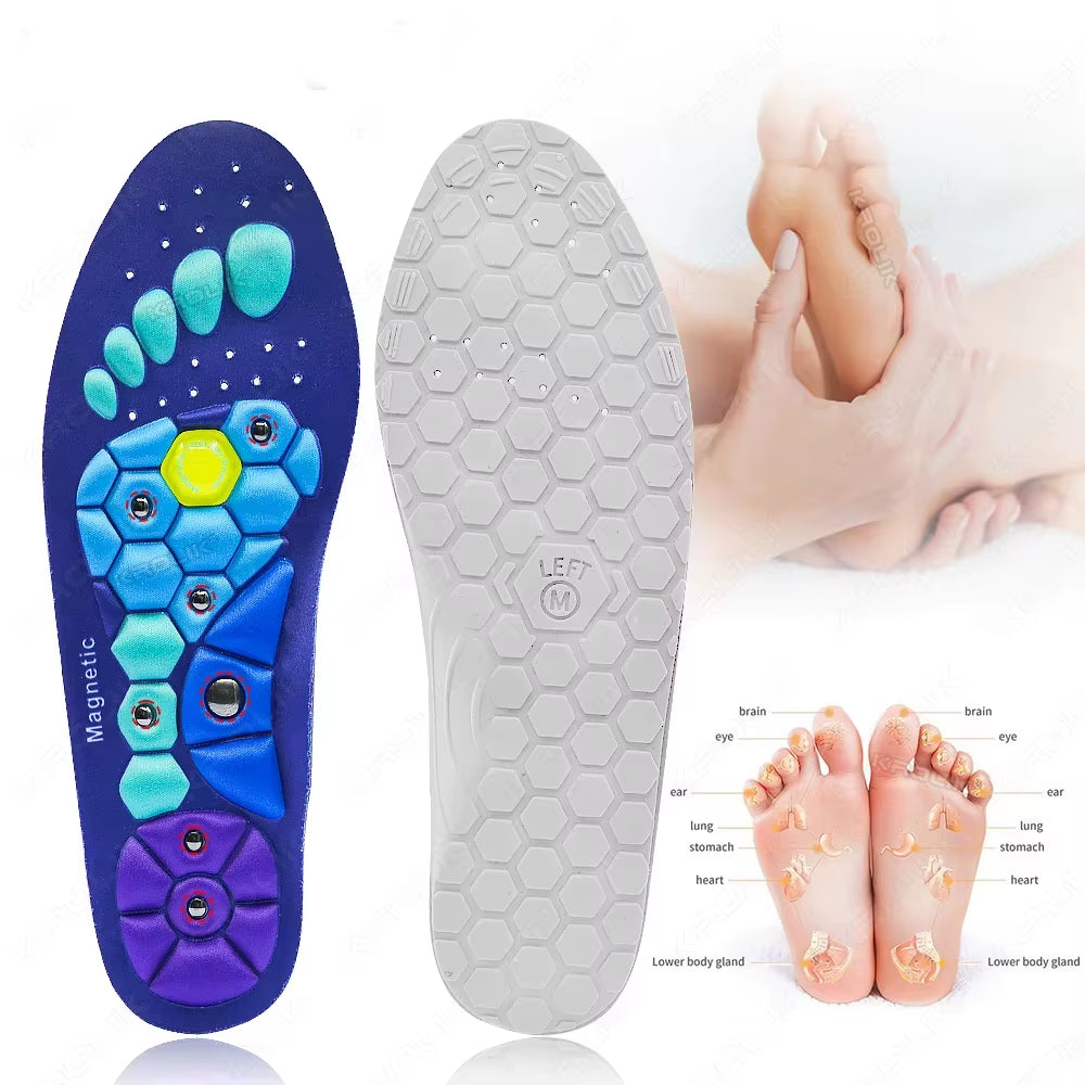 1 Pair Acupressure Foot Insoles for Men Women Orthopedic Gel Magnetic Shoe Inserts Magnet Technology Support Insole
