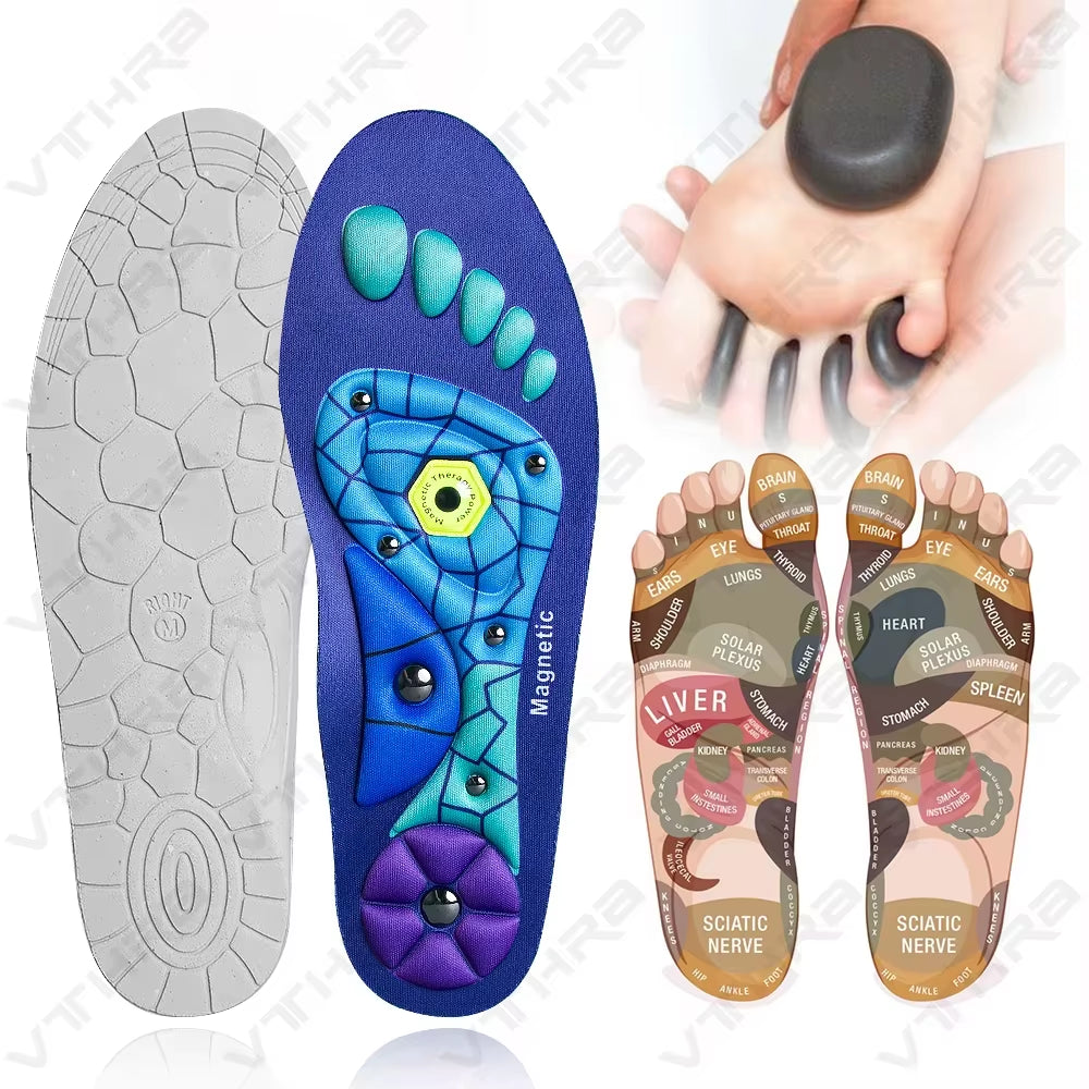 1 Pair Acupressure Foot Insoles for Men Women Orthopedic Gel Magnetic Shoe Inserts Magnet Technology Support Insole