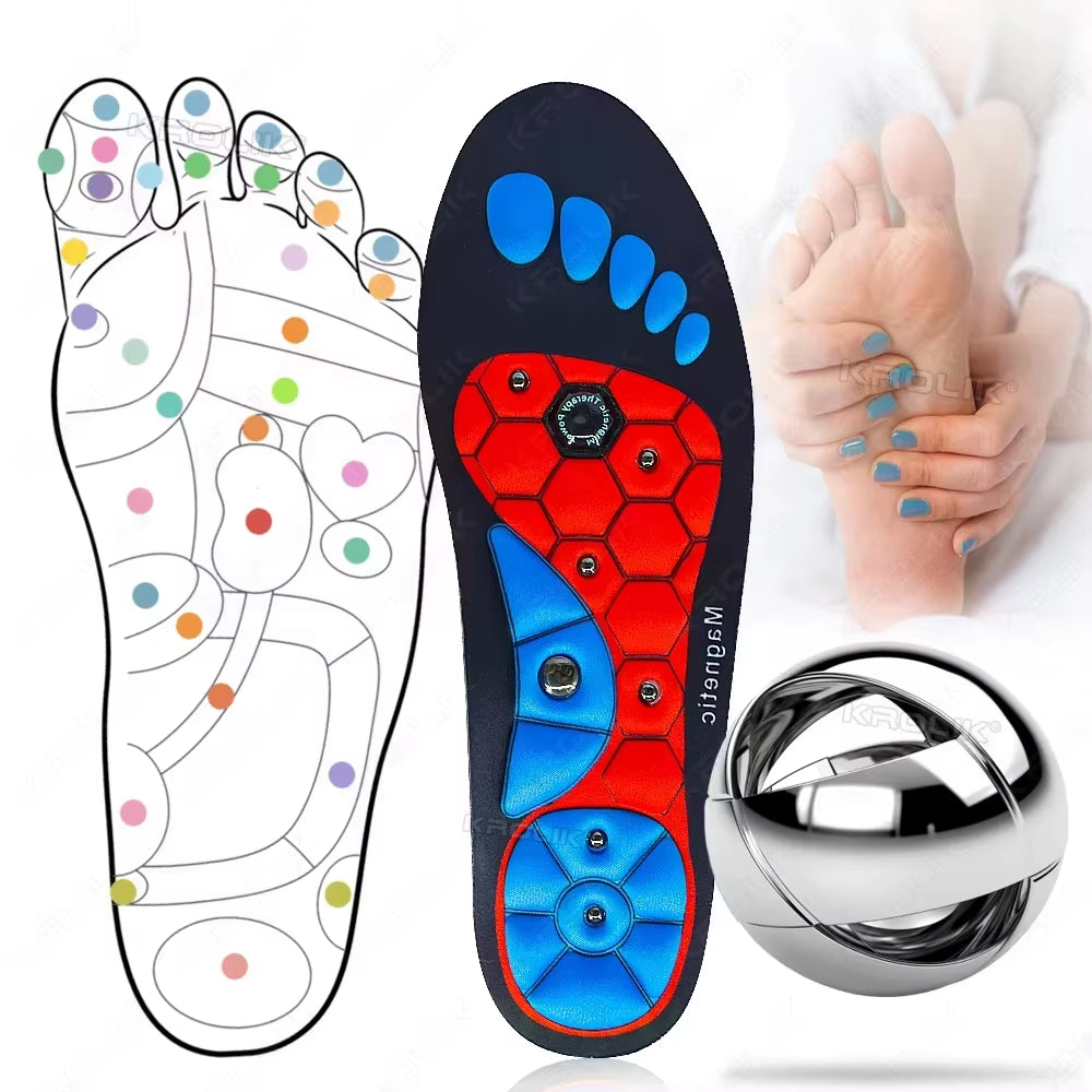 1 Pair Acupressure Foot Insoles for Men Women Orthopedic Gel Magnetic Shoe Inserts Magnet Technology Support Insole